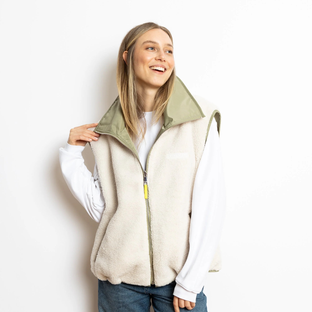 Weste Bomber Reversible Pale Olive Sand